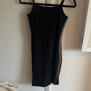 NEW EXPRESS LOVE UNITES Black Bodycon Dress w/ stripe Medium